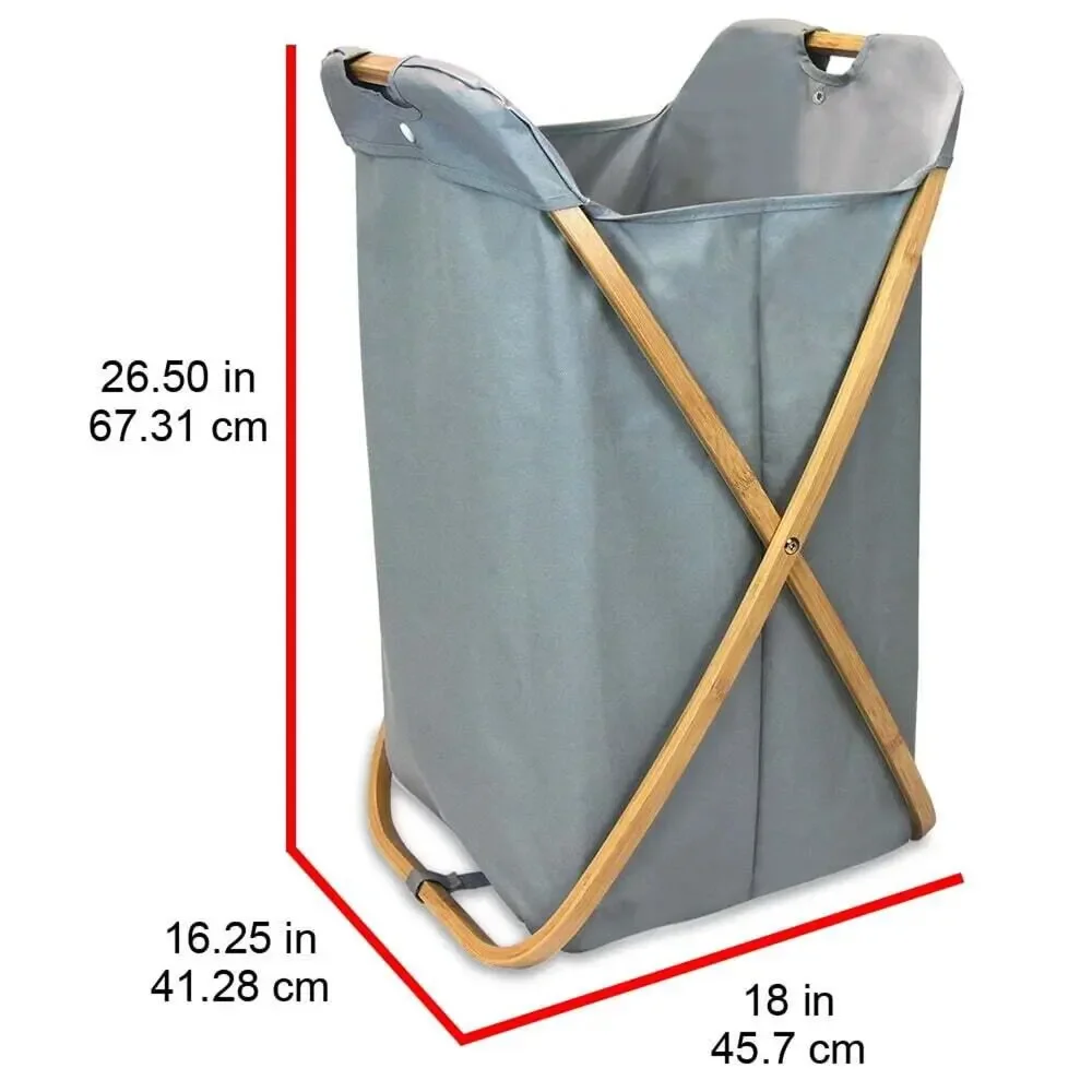 Bamboo Foldable Laundry Hamper X-Frame Portable Removable Storage Organizer New